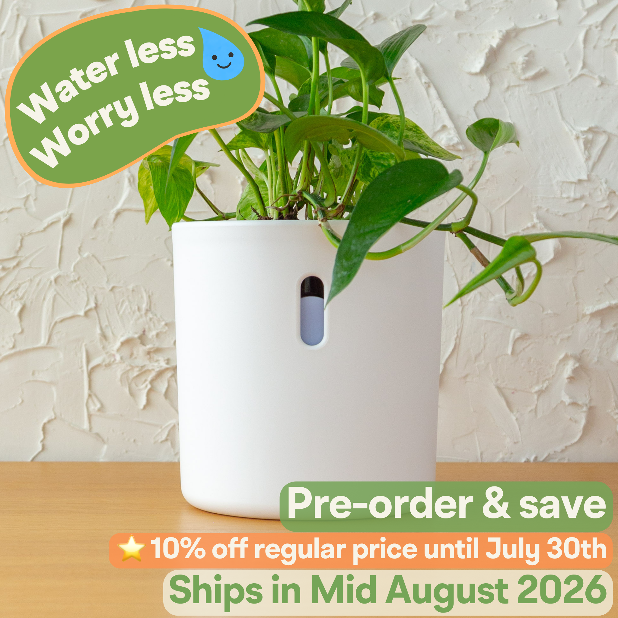 Wavyleaf Self Watering Planter | Water Once and Forget It For a Month | 5.5 inch (Pre-order: Ships Mid August 2026)